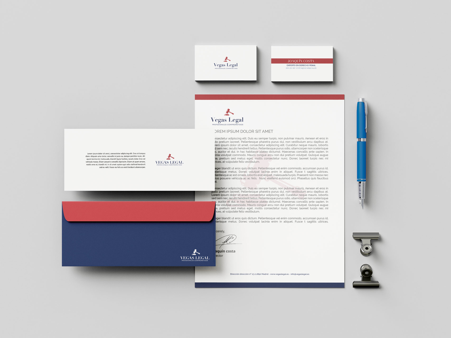 Papelería mockup Vegas Legal